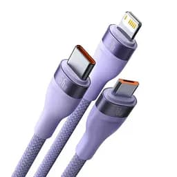 Кабель Baseus Flash Series II One-for-three Fast Charging Data Cable USB to M+L+C 66W 1.2 м Purple - мініатюра 3