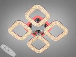 Люстра стельова LED Diasha S2205/4HR, 50W, 3200K-6000K, хром, сучасний стиль, з пультом, димер, акрил