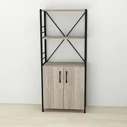 Етажерка 3/60 Ferrum-decor Серії Конект із тумбою 144x60x28 Чорний ДСП Сонома Трюфель (FRD-104446)