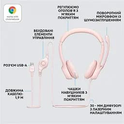 Гарнітура Logitech H390 USB Rose (981-001281) - мініатюра 2
