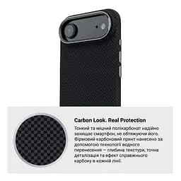 Карбоновый чехол для Apple iPhone 17 Air, LikeCarbon2 MagCase, черный, тонкий защитный чехол-панель из поликарбоната с магнитами N52, MagSafe, противоударный, совместим с беспроводной зарядкой, приподнятые края для защиты камеры, ArmorStandart (ARM88380) - мініатюра 7