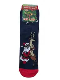 Чоловічі Новорічні шкарпетки "Санта з оленем" сині 123020