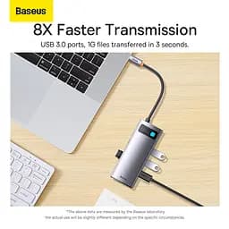 USB-хаб Baseus Metal Gleam Series 4-in-1 Multifunctional Type-C HUB Docking Station Gray（Type-C to USB3.0*4） (WKWG070013) - мініатюра 10