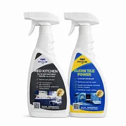 Комплект: Засіб для миття матових фасадів кухні Med kitchen 500 мл + Засіб для чищення швів плитки та видалення складних соляних нальотів Clean tile power спрей 500 мл