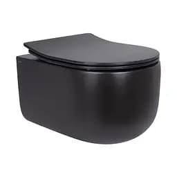 Унитаз подвесной Qtap Taurus безободковый с сиденьем Soft-close QT2433084EUQMB, Черный матовый