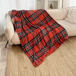 Плед Love You Классическая клеточка 150x200 см велсофт красный (9115)