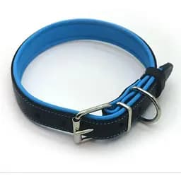 Нашийник для собак Zoo-hunt шкіряний подвійний ОД Soft чорний+блакитний 2,5/36-46 см