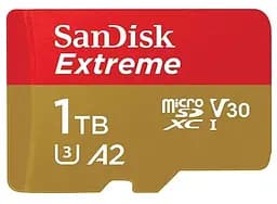Карта памяти Sandisk 1TB microSDXC Extreme + SD Adapter + 1 year RescuePRO Deluxe (SDSQXAV-1T00-GN6MA)