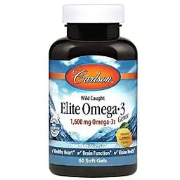 Рыбий жир Омега-3 Carlson Elite Omega-3 1600 мг лимон норвежский 60 гелевых капсул