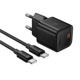 Адаптер сетевой HOCO C to C cable Ingenious single port PD charger set N64 |1Type-C, 20W/3A, PD/QC|