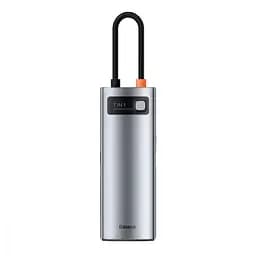 USB-Хаб Baseus Metal Gleam Series 7-in-1 (2xUSB3.0 + 4KHD + Type-C + Type-C PD+ TF + SD) gray