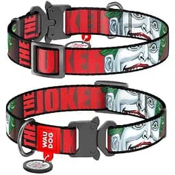 Ошейник для собак Waudog Nylon нейлоновый c QR паспортом, рисунок Джокер, металлическая пряжка-фастекс, L, Ш 25 мм, Дл 31-49 см