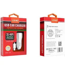 Автозарядний пристрій LDNIO DL C331 Lightning