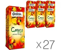 Galicia, Упаковка 27 шт. х 0,2 л, Смузі Яблуко-Персик Галіція, без цукру