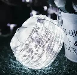 Вулична світлодіодна гірлянда Sun Lamp стрічка 200 LED USB з пультом ДУ великі краплі 20 м білий 8 режимів - мініатюра 2