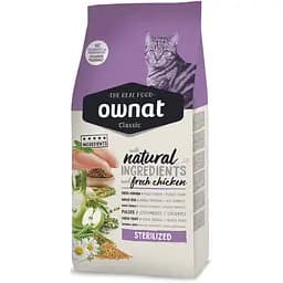 Сухий корм Ownat Classic Sterilized для стерилізованих дорослих котів, з куркою, 4 кг