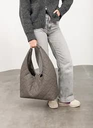 Жіноча сумка Sambag HOBO L сіра строчена 34 х 37 х 16 см (53300039) - мініатюра 7