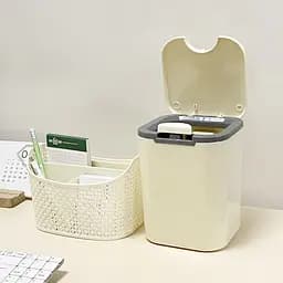 Відро для сміття MBM My Home з кришкою 2 л бежеве (BIN-06 2L BEIGE) - мініатюра 5
