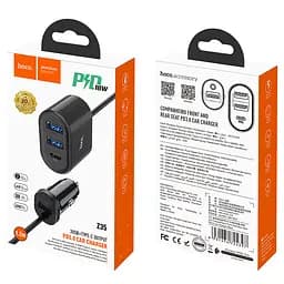 Адаптер автомобільний Hoco Companheiro Front and Rear Seat Z35 азу 3USB + 1Type-C - мініатюра 6