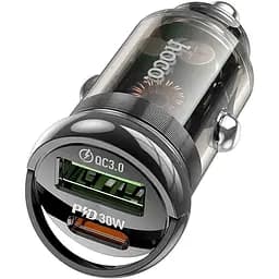 Автомобильное зарядное устройство Hoco Z53A USB-C и USB-A PD 30W QC 3.0 с кабелем Type-C Lightning