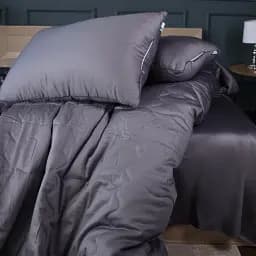 Літній постільний комплект MirSon Line Satin Premium Iron grey з евкаліптовим волокном Полуторний (2200010982275) - мініатюра 5