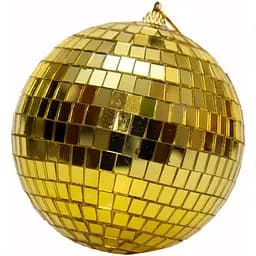 Ялинкова іграшка - куля "ДИСКО" Linhai 12 см дзеркальна золотистий пластик (892449)