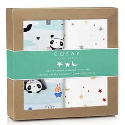Пелюшки багаторазові Cosas дитячі Stars & Panda 2 шт., 80х100 см, білі