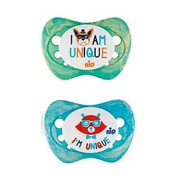 Пустушка Nip Я унікум № 2, силіконова, 5-18 міс., 2 шт., зелений з блакитним (31313)