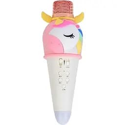 Мікрофон XL-610-620-630 1800 мАг 5 Вт довжина 21 см з єдинорогом вбудований акумулятор біло-рожевий