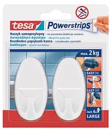 Гачки пластикові овальні L під плитку/метал Tesa Powerstrips білі 2 шт.  - мініатюра 2