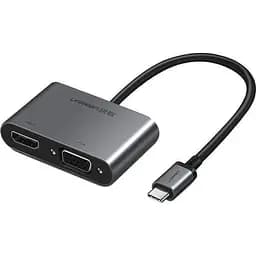 Адаптер-переходник Ugreen CM162 USB-C to HDMI + VGA + USB 3.0 Adapter with PD серый (50505)