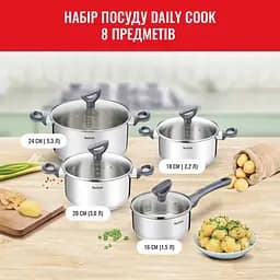 Набір посуду Daily Cook, 8предметів, нержавіюча сталь, бакеліт, скло Tefal kuh0016918 - мініатюра 10