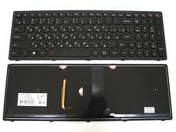 Клавіатура для LENOVO IdeaPad G500s, G505s, S500, S510p, Z510 (Вузький шлейф!!! Ширина 25мм) (RU Black з рамкою. Підсвітка клавіш).