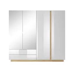 Шафа для одягу Perfect Home Арко / Arco 4-дверна з дзеркалом 4D2S/220 Білий глянець/дуб грандсон (PFH-091041) - мініатюра 5