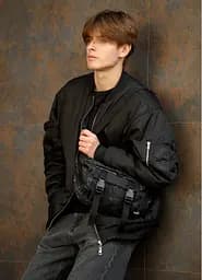 Мужская сумка бананка Sambag Dynamicdart черная 38 × 21 × 7 см (80411702m)