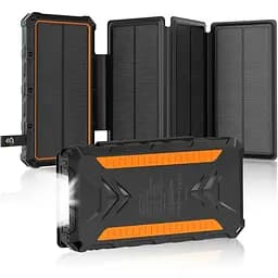 Сонячний зовнішній акумулятор 20000 мАг з двома виходами 3 А, швидка зарядка