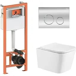 Набір Q-tap Nest 4 в 1 підвісний унітаз Crow Ultra Quiet 490x360x290 + комплект інсталяції QT05335171W45129