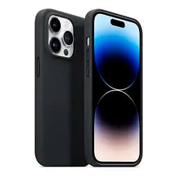 Кожаный чехол-панель для Apple iPhone 13 Pro, FAKE Leather Case, черный, искусственная кожа, премиум, противоударный, защита всего корпуса, с мягкой подкладкой, поддержка MagSafe и беспроводной зарядки, ArmorStandart (ARM61373) - мініатюра 3