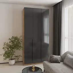 Шафа 3-дверна з антресоллю MebelStar Оскар Gloss BL-B, стандарт 120x52x260 см Дуб тахо/Чорний (MBS-5423)