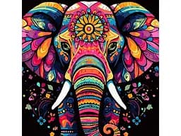 Картина за номерами Strateg Екзотичний слон на чорному фоні 40х40 см