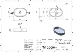 Умивальник Miraggio SORRENTO (0000244) Miramarble, Глянцевий, Накладний, Білий - мініатюра 2