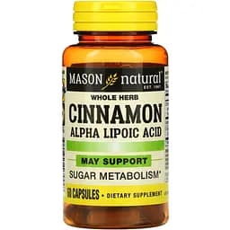 Корица с альфа-липоевой кислотой Mason Natural Cinnamon Alpha Lipoic Acid 60 капсул