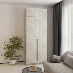 Шкаф 2-дверный с антресолью MebelStar Оскар ДСП BL-B, стандарт 100x52x260 см Бетон (MBS-4821)