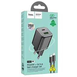 МЗП Hoco N41 Almighty PD20W+QC3.0 (1USB-A/1C) + кабель Type-C to Lightning Black - мініатюра 5