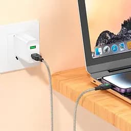 Кабель Hoco Stone PD silicone intelligent power-off charging data cable U124 1 м 27W - мініатюра 2