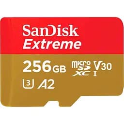 Карта памяти Sandisk 256GB microSDXC C10 UHS-I U3 R190/W130MB/s Extreme V30 (SDSQXAV-256G-GN6MN)