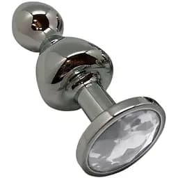 Металева анальна пробка Wooomy Lollypop Double Ball Metal Plug M діаметр 3.1 см довжина 9.4 см