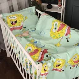Комплект дитячої постільної білизни MirSon Kids Time Спанч Боб і Патрік бязь 110x140 см (2200010252552)