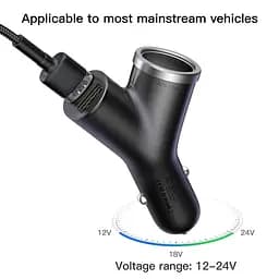 Адаптер автомобільний BASEUS cigarette lighter extended car charger 2 USB 40 W (CCALL-YX01) - мініатюра 3