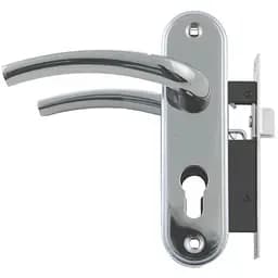 Замок врізний дверний з ручками на планці комплект FZB ЕТ-71106 SN/CP (сатин/хром)